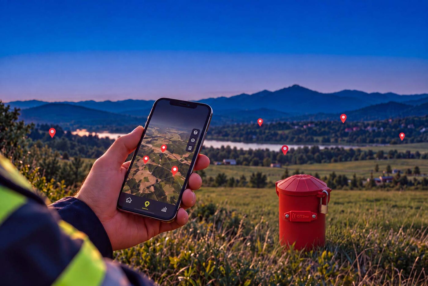 App GTSync sul campo con un pozzetto GTSync